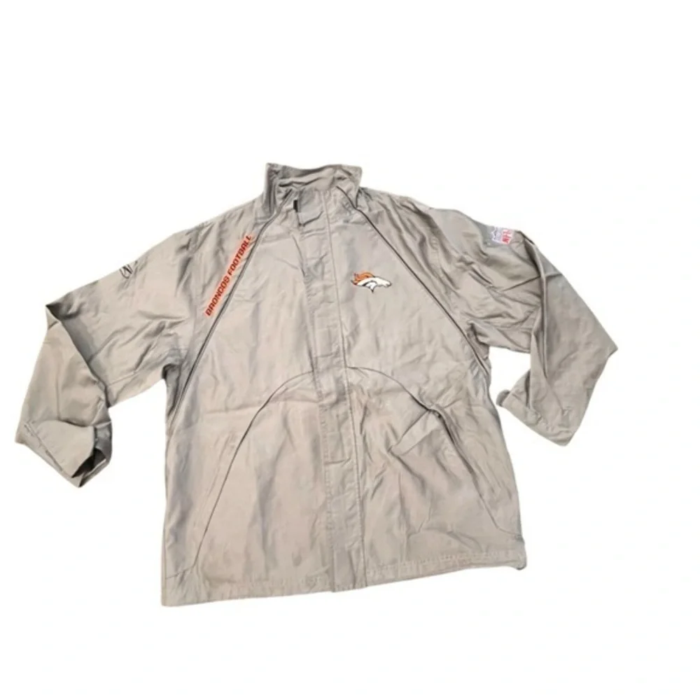 Men’s Reebok NFL Denver Broncos Big Logo Full Zip Windbreaker Jacket‎ Size Large